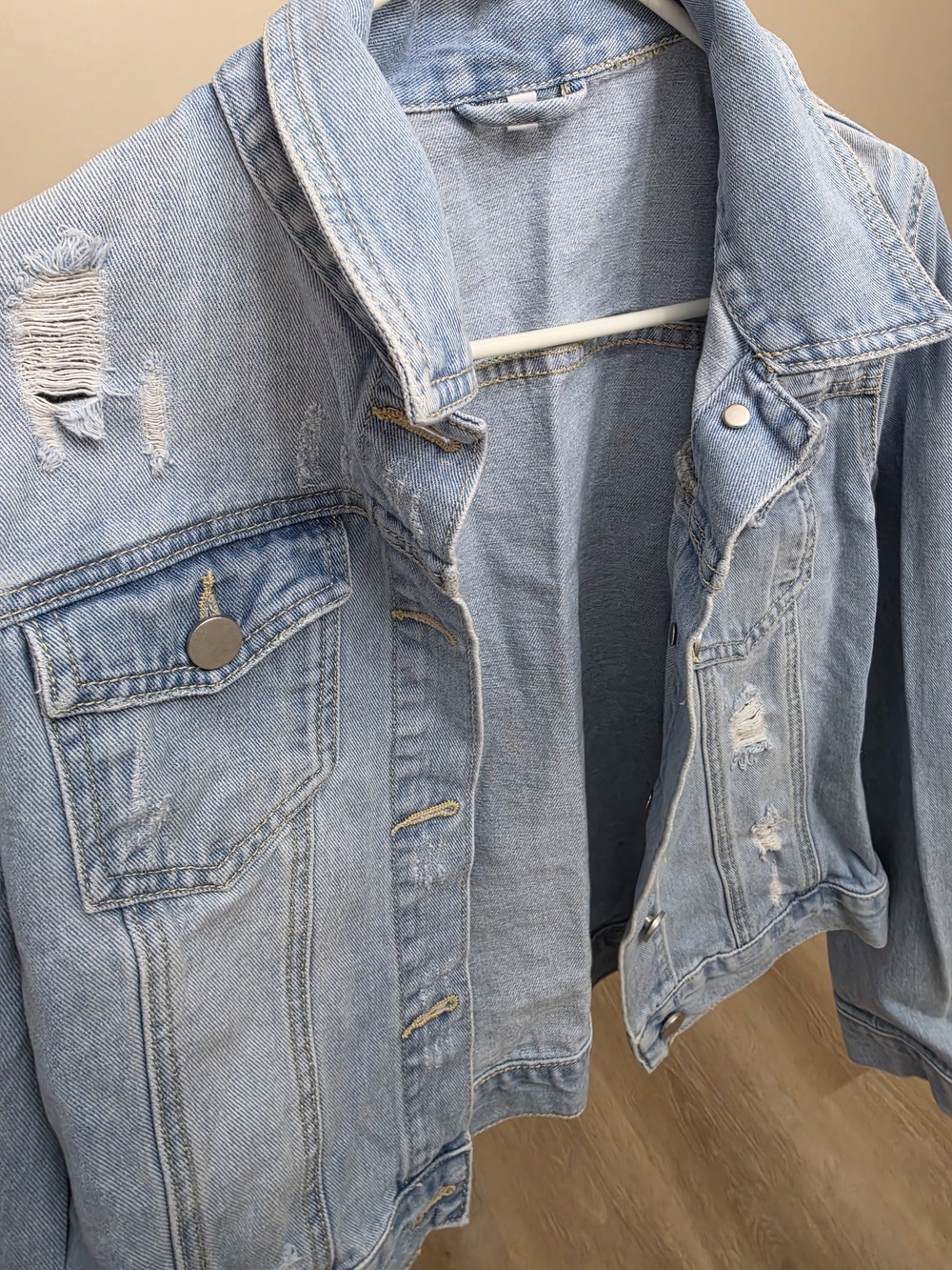 Light Blue Distressed Denim Jacket - Picture 4 of 4